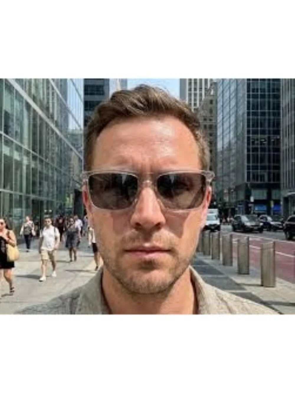 Saint Laurent SL668 003 Men Sunglasses Beige Rectangle Frame, Silver Lenses
